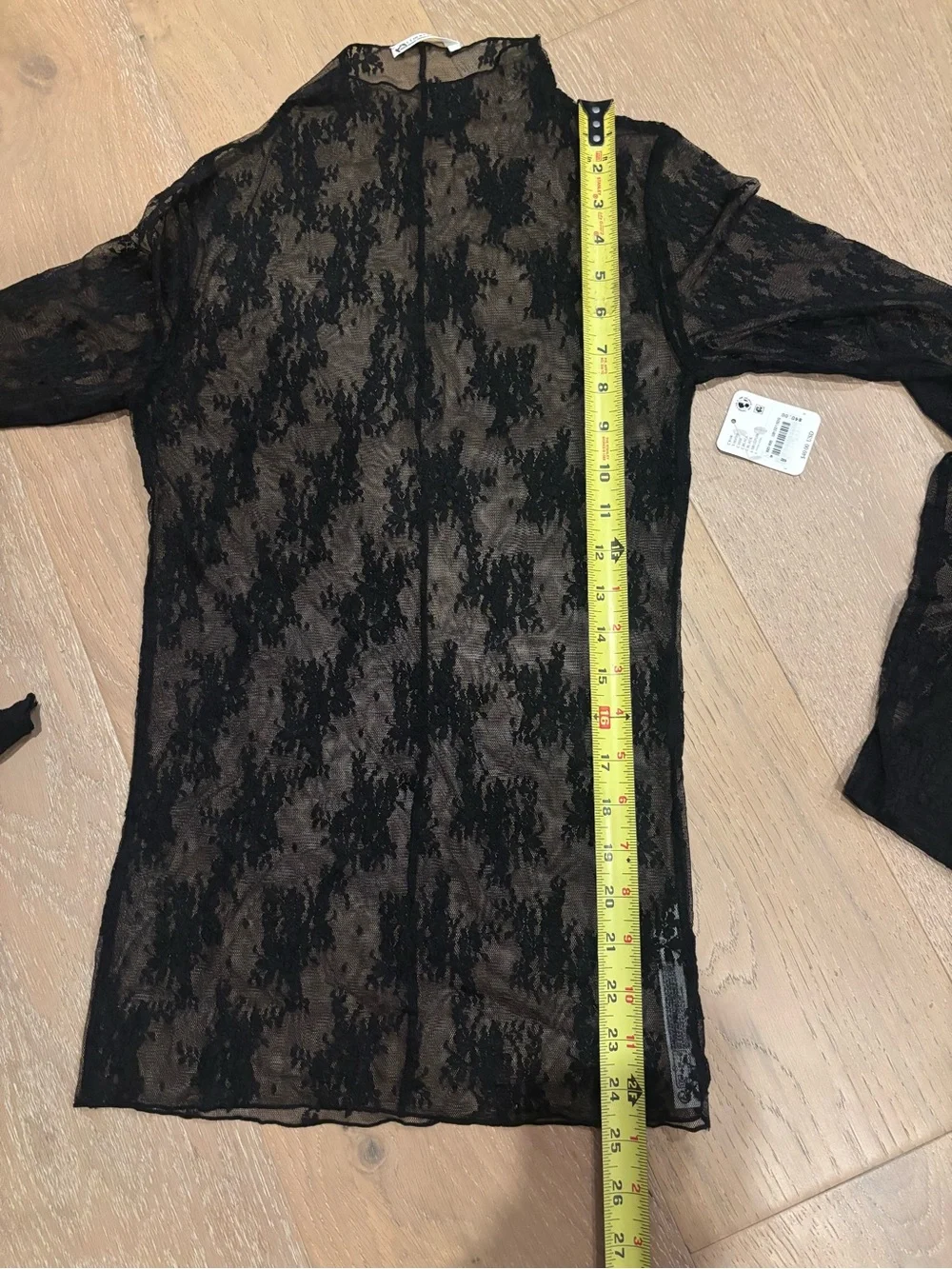 Free People Lady Lux Floral Mesh Layering Top lace Medium NWT Black